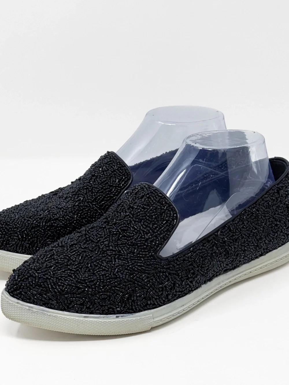 Alice + Olivia Black Beaded Slip-On Sneakers